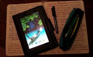 Have notebook, tablet and pens, will travel.